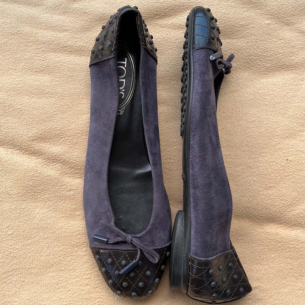 Tod’s Purple Suede/Leather Ballet Flat Shoes